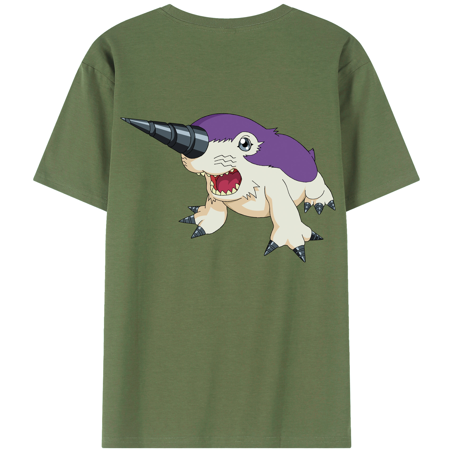 （画像用） Digimon デジタルモンスター/デジモン 綿100％ メンズ半袖Tシャツ（バックプリント） 通気性